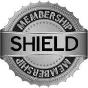 Silver badge with writing Membership Shield