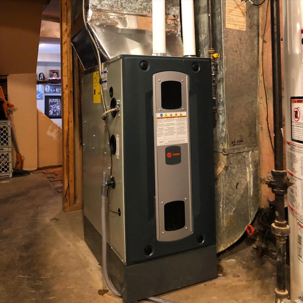 A newly installed Trane SX92 furnace