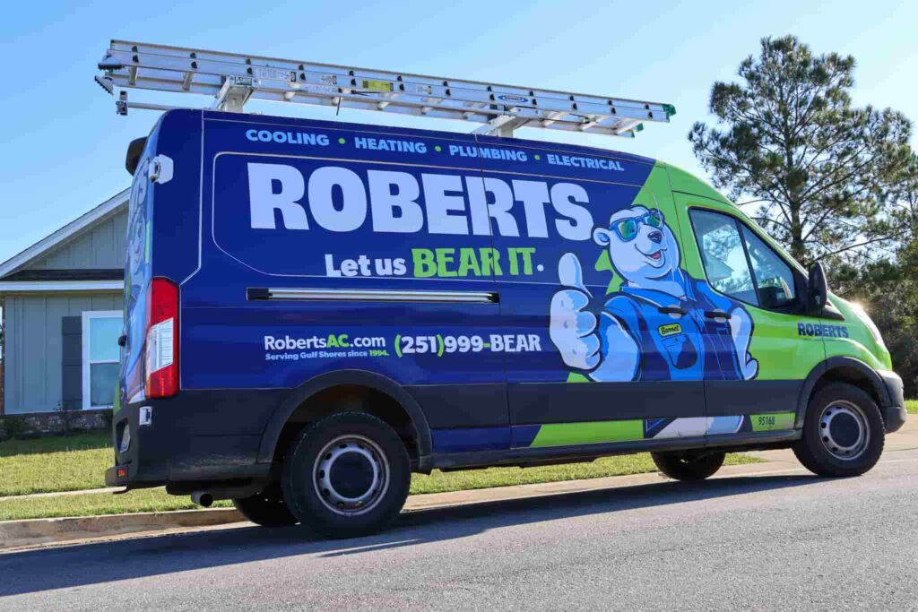 A Robert's AC Truck completing a Heating repair job